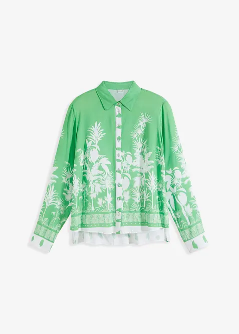 Blus med längre bakstycke i följsam viskos, bonprix