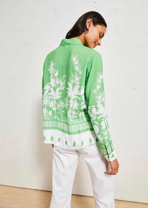 Blus med längre bakstycke i följsam viskos, bonprix