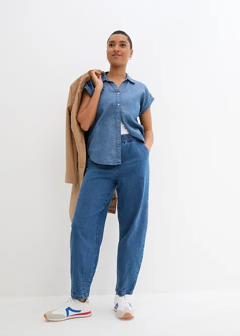 Mom Jeans High Waist, med bekv&auml;m midja, bonprix