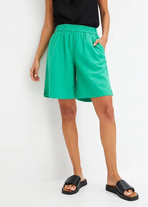 Dra p&aring;-bermudas i luftig linnemix, bonprix