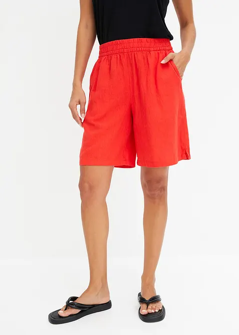 Dra p&aring;-bermudas i luftig linnemix, bonprix