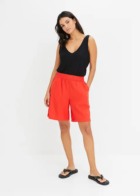 Dra p&aring;-bermudas i luftig linnemix, bonprix