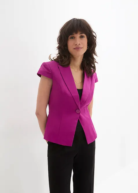 Kort&auml;rmad kavaj i bomullssatin, bonprix