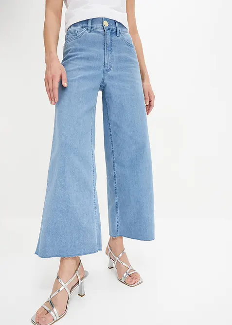 Wide Leg Jeans, High Waist, cropped, bonprix