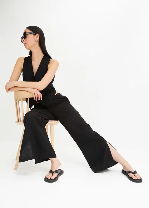 Marlenebyxa i linneblandning, bonprix