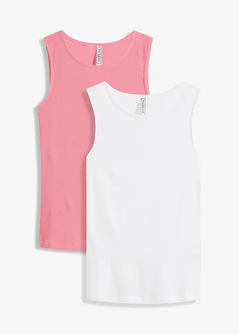 Ribbstickat linne i ekologisk bomull (2-pack), bonprix