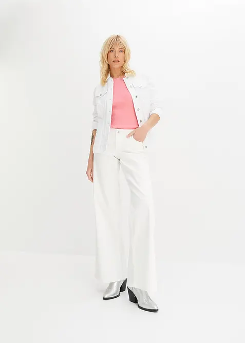 Ribbstickat linne i ekologisk bomull (2-pack), bonprix