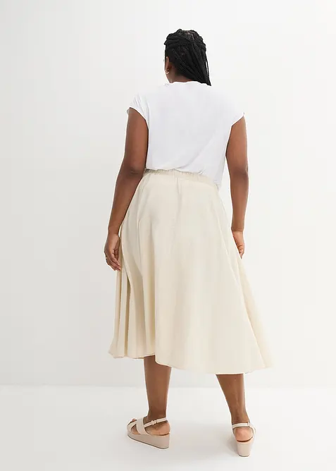 Mellanl&aring;ng kjol i linnemix, bonprix