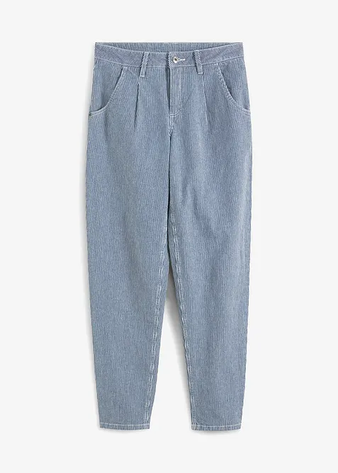 Tunnformade jeans Mid Waist randig, bonprix