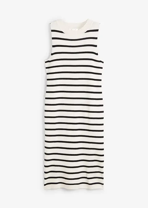 Tunn randig finstickad klänning, bonprix