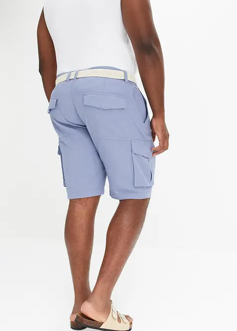 Cargobermudas med linneandel och sk&auml;rp, Regular Fit, bonprix