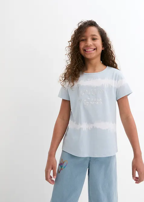 T-shirt med längre bakstycke av ekologisk bomull för barn, bonprix