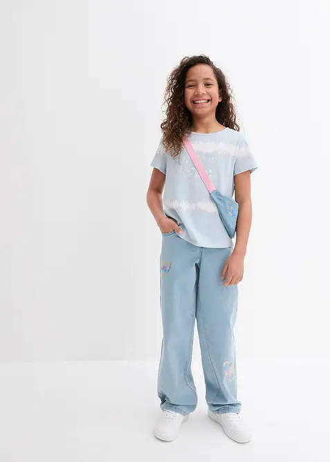 T-shirt med längre bakstycke av ekologisk bomull för barn, bonprix