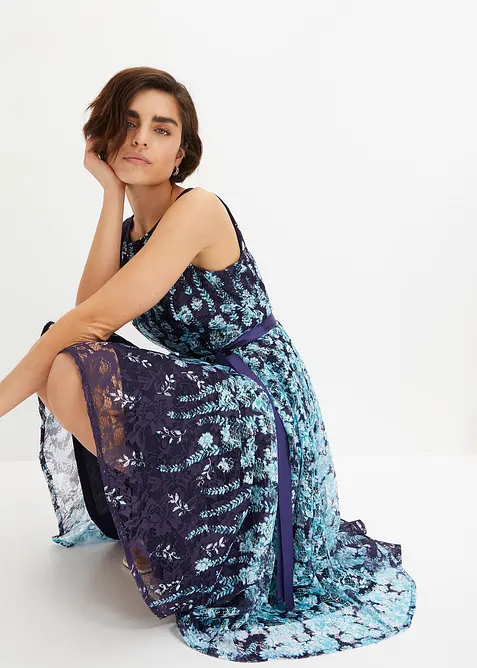 Mellanl&aring;ng spetskl&auml;nning med knytband i satin, bonprix