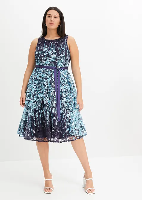 Mellanl&aring;ng spetskl&auml;nning med knytband i satin, bonprix