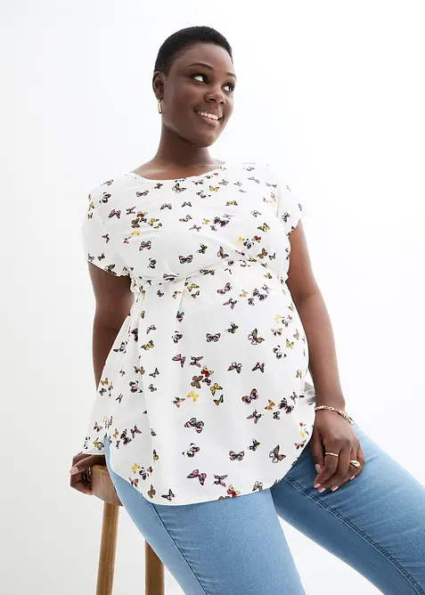 Mammablus med knytband, av viskos, bonprix