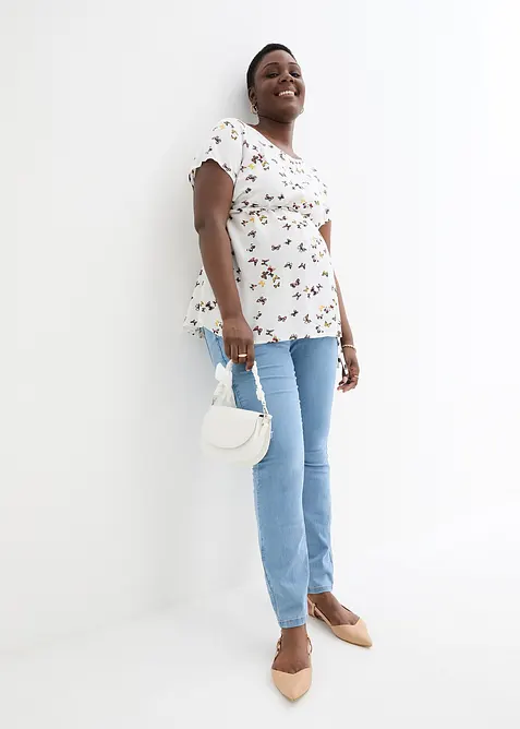 Mammablus med knytband, av viskos, bonprix