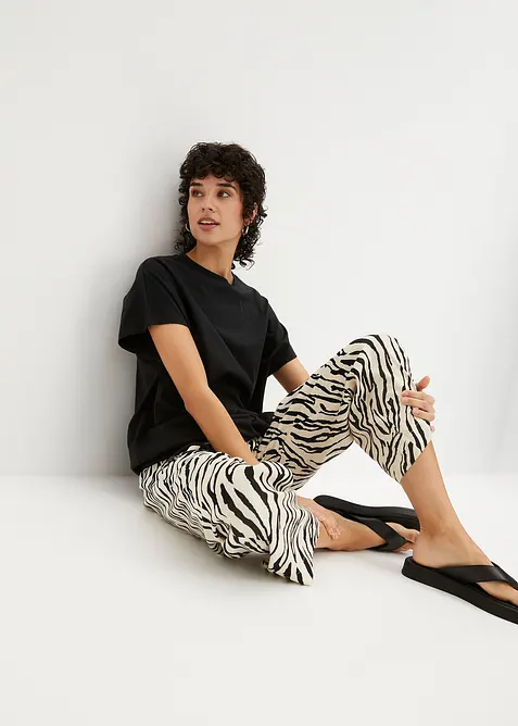 Topp med knytband i nederkanten, i mix av bomull och viskos, bonprix