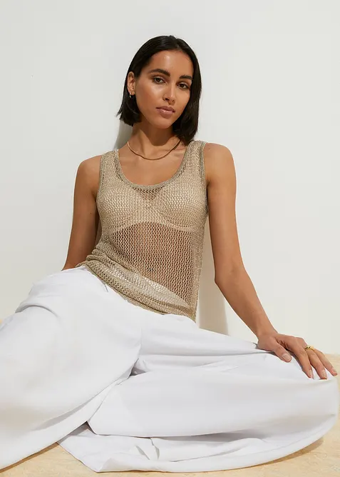 Stickat linne i mjuk viskosmix, bonprix