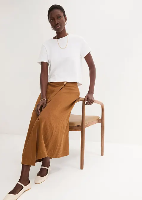 Omlottkjol i linne, bonprix