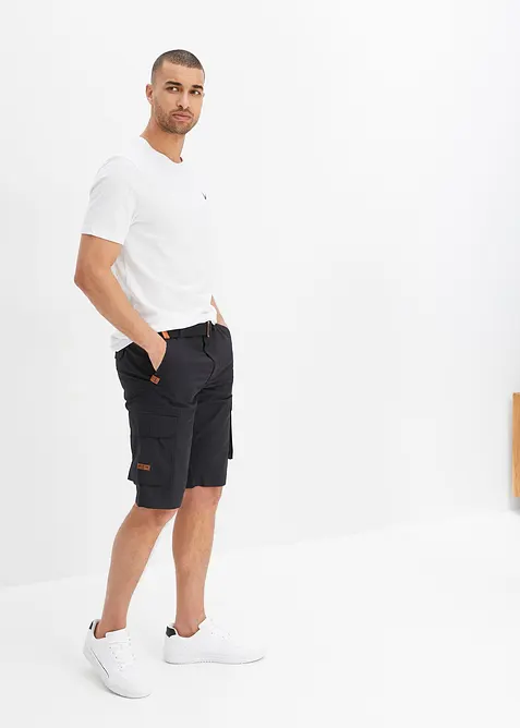 Cargoshorts med resårmidja och skärp, Regular Fit, bonprix