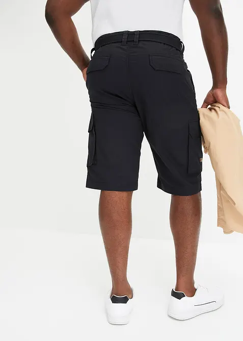 Cargoshorts med resårmidja och skärp, Regular Fit, bonprix
