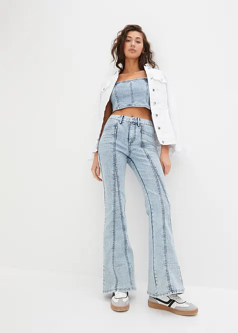 Utsvängda jeans, High Waist, bonprix