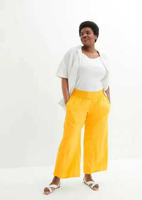 Marlenebyxa i luftig linnemix, bonprix