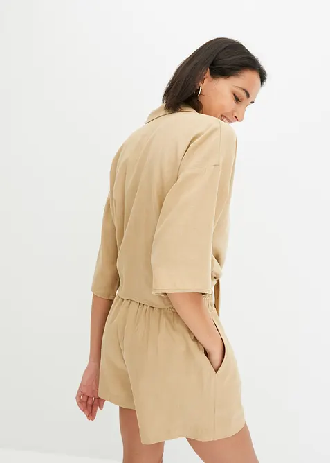 Blus i linneblandning, bonprix