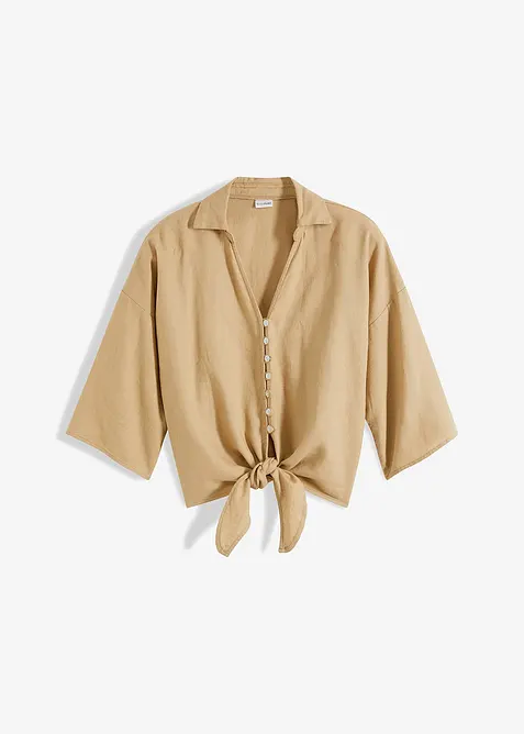 Blus i linneblandning, bonprix