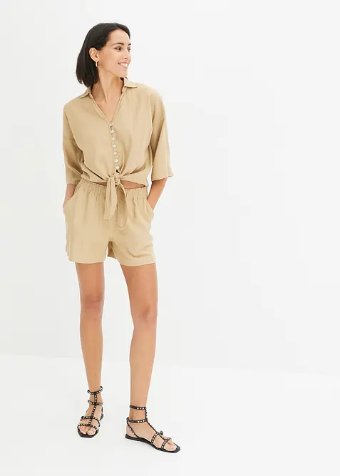 Blus i linneblandning, bonprix