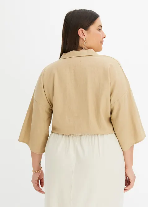 Blus i linneblandning, bonprix