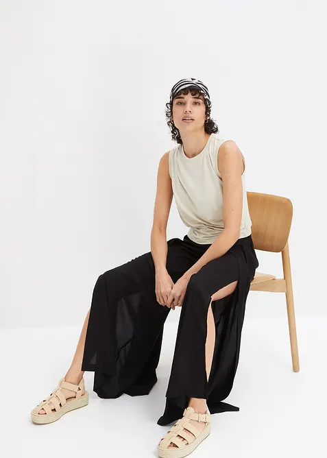 Viskosbyxa med slits, bonprix