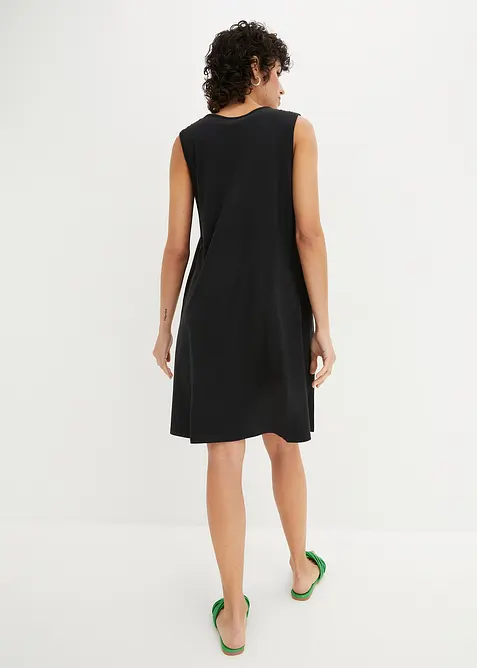 Kort A-linjeformad jerseyklänning utan ärmar, bonprix