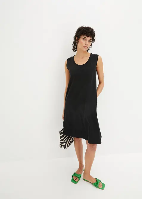 Kort A-linjeformad jerseyklänning utan ärmar, bonprix