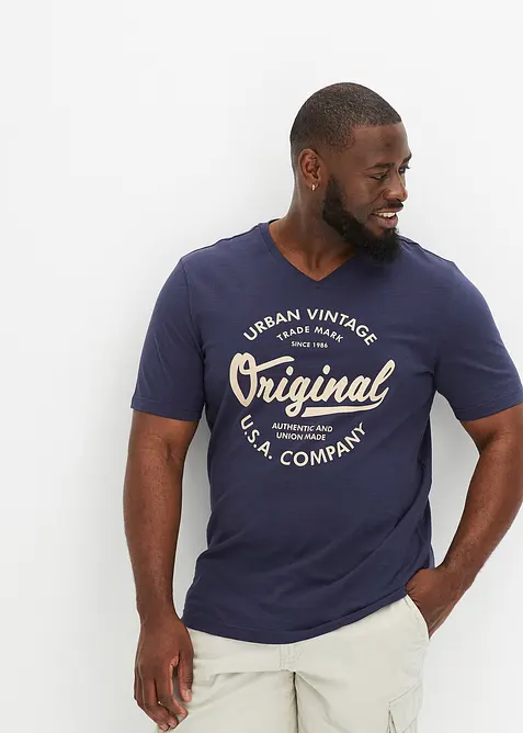 T-shirt med V-ringning i ren bomull, bonprix