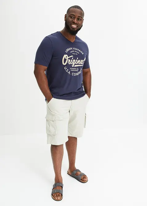 T-shirt med V-ringning i ren bomull, bonprix