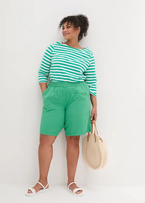 Dra på-bermudas i luftig linnemix, bonprix