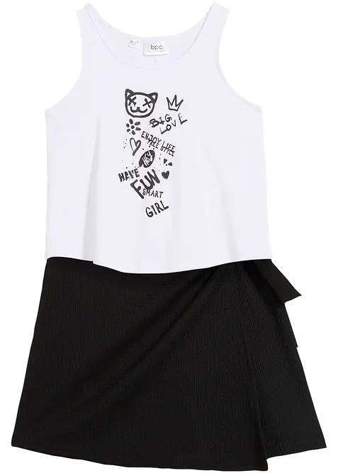 Topp och byxkjol för barn (2 delar) i ekologisk bomull, bonprix