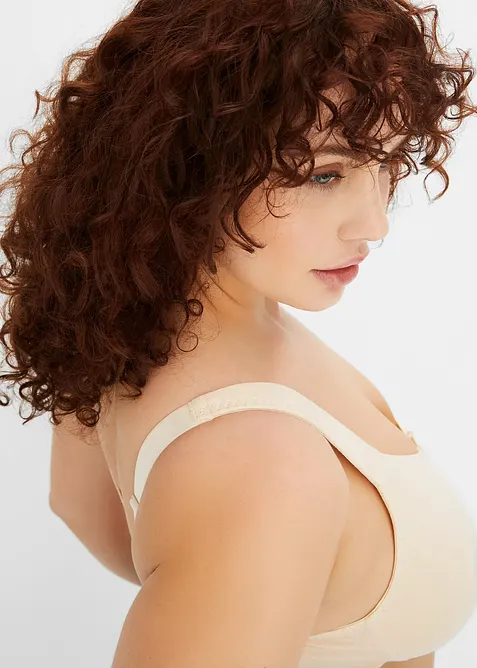 T-shirtbehå i minimizermodell utan bygel, med ekologisk bomull (2-pack), bonprix