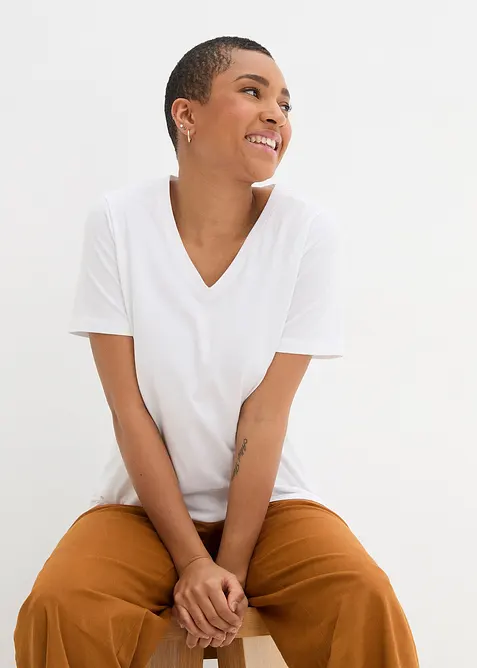 L&aring;ng topp med V-ringning (2-pack), bonprix