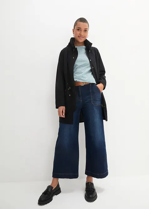 Kort bomullsparkas med st&aring;krage, figursydd, bonprix