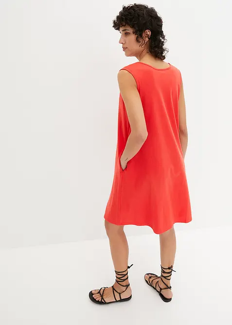 Kort A-linjeformad jerseykl&auml;nning utan &auml;rmar, bonprix