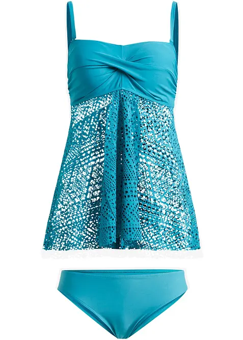 Lång tankini (2 delar) med spets, bonprix