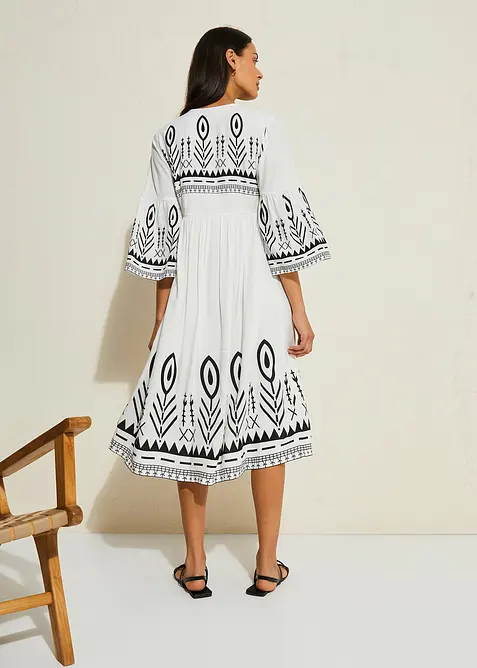 Mönstrad mellanlång klänning, bonprix