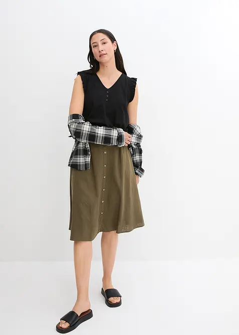 Rutig skjortblus i ren bomull, bonprix