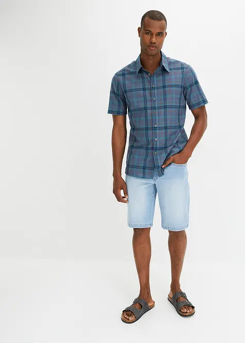 Kortärmad rutig skjorta av ren bomull, bonprix