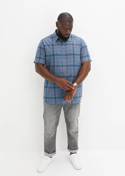 Kortärmad rutig skjorta av ren bomull, bonprix