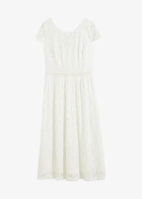 Spetsklänning med virkad infällning i midjan, bonprix