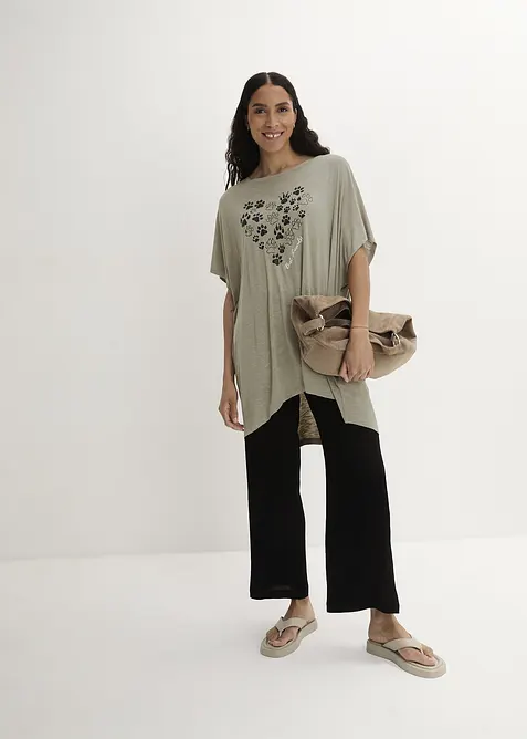 Bigshirt i lätt material med tryck, bonprix